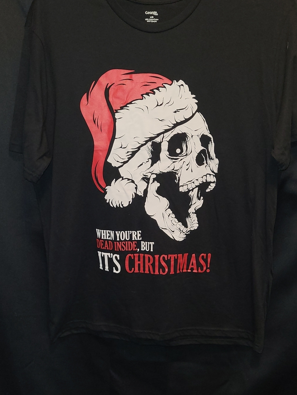 Men’s Black Graphic Christmas Skull T-Shirt